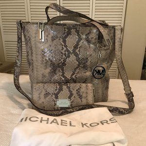 Michael Kors Gray Snakeskin Purse & Wallet
